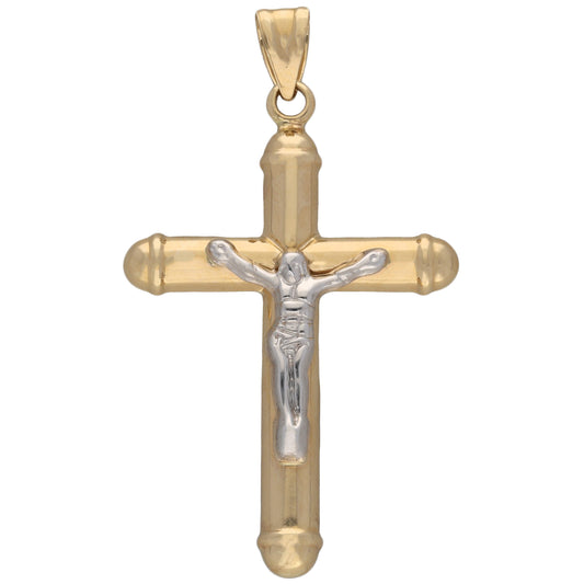 New 14ct Bi-Colour Gold Crucifix Pendant