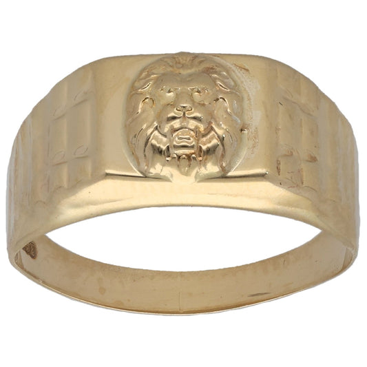 New 14ct Gold Lionhead Ring Size I
