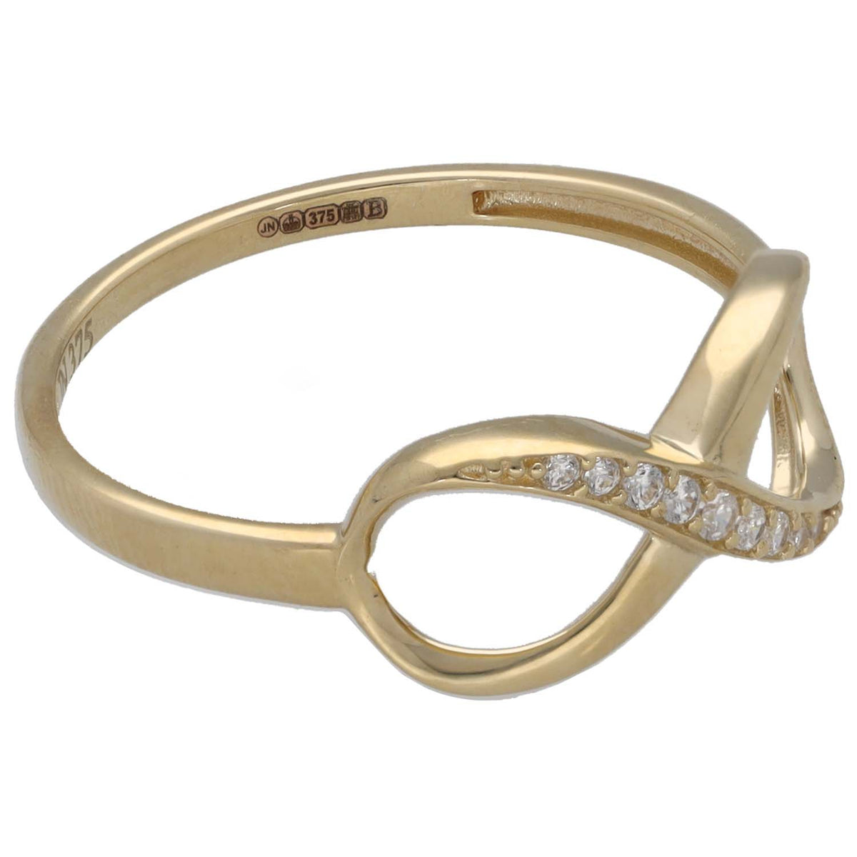 New 9ct Gold Cubic Zirconia Set Infinity Ring Size O