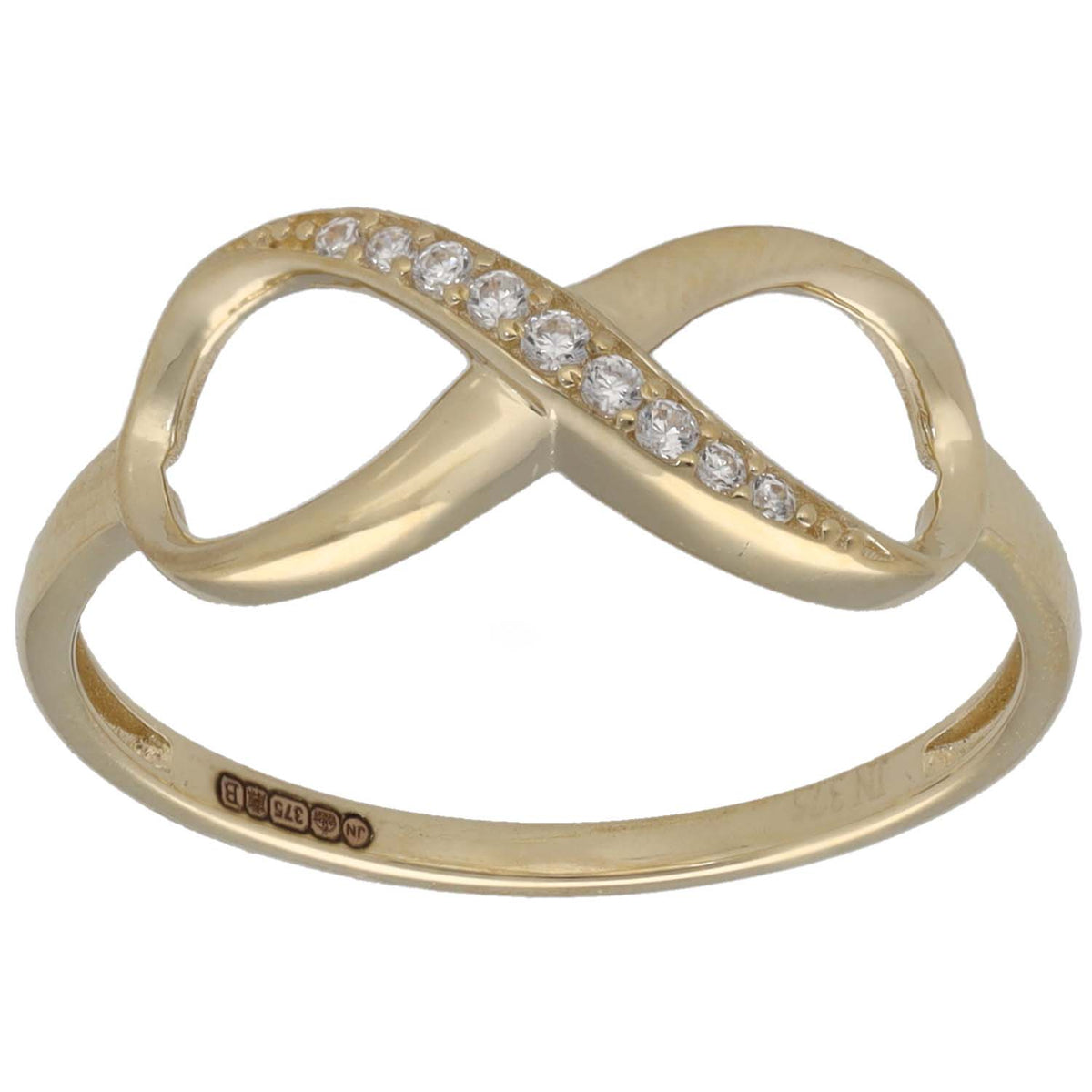 New 9ct Gold Cubic Zirconia Set Infinity Ring Size O