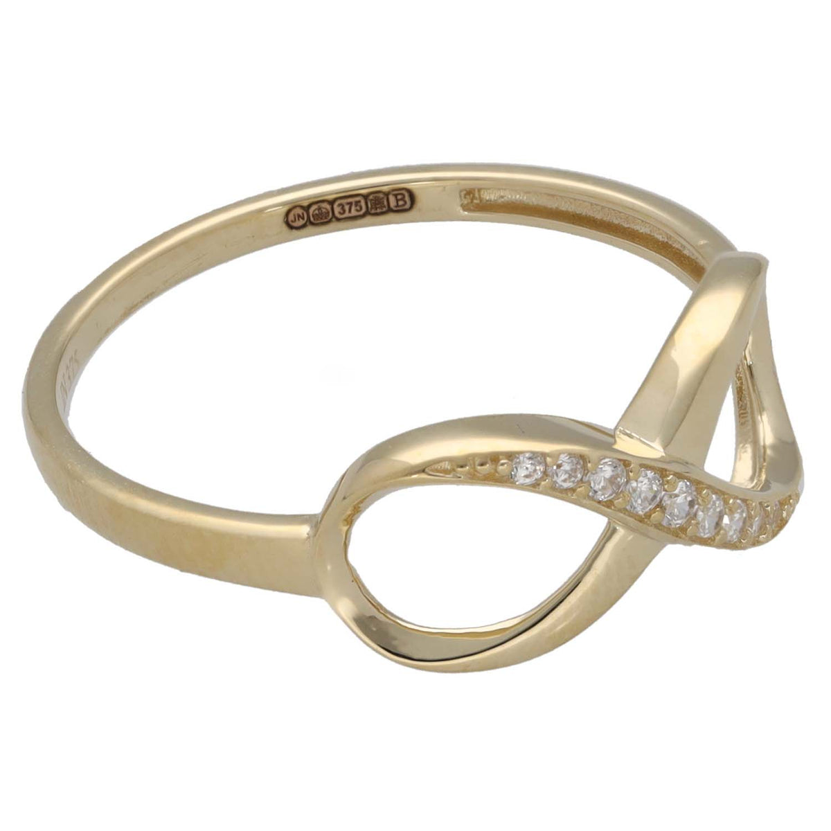 New 9ct Gold Cubic Zirconia Set Infinity Ring Size O