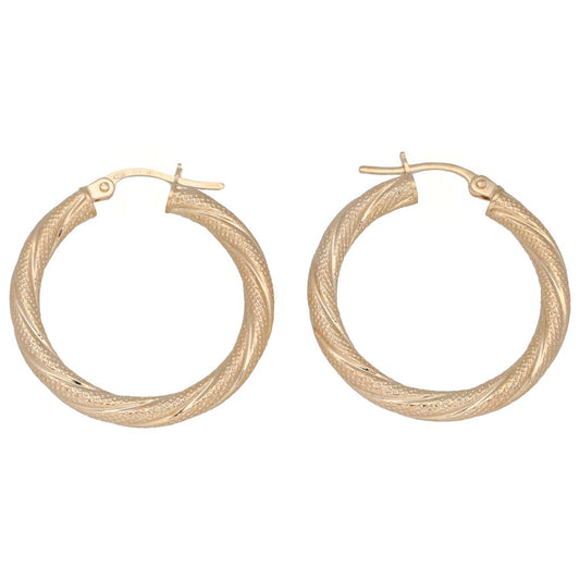 New 9ct Gold Patterned Hoop Earrings
