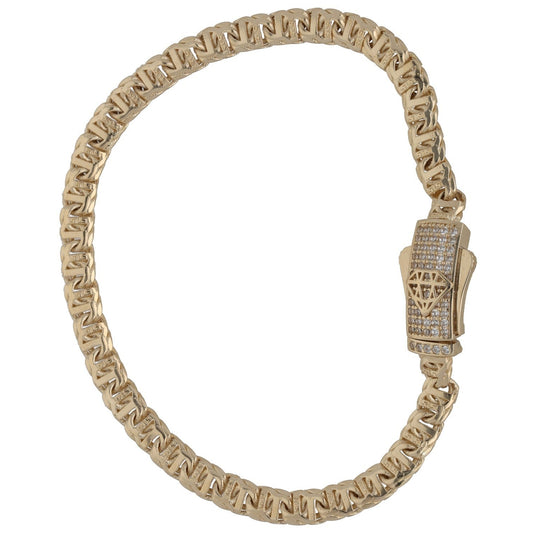 New 14ct Cubic Zirconia Gold Greek Key Chino Chain Bracelet