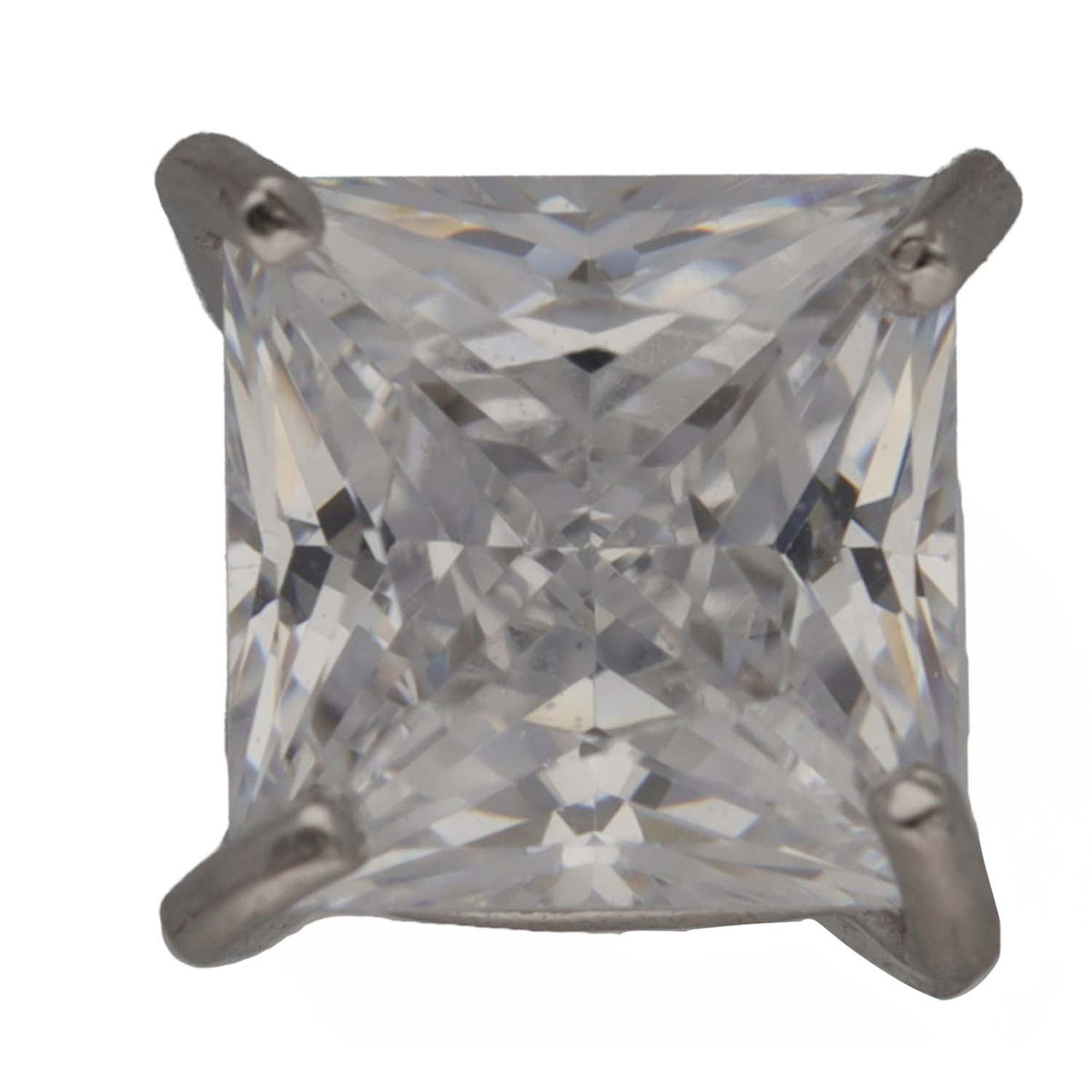 New 9ct Gold Square Cubic Zirconia Solitaire Earring