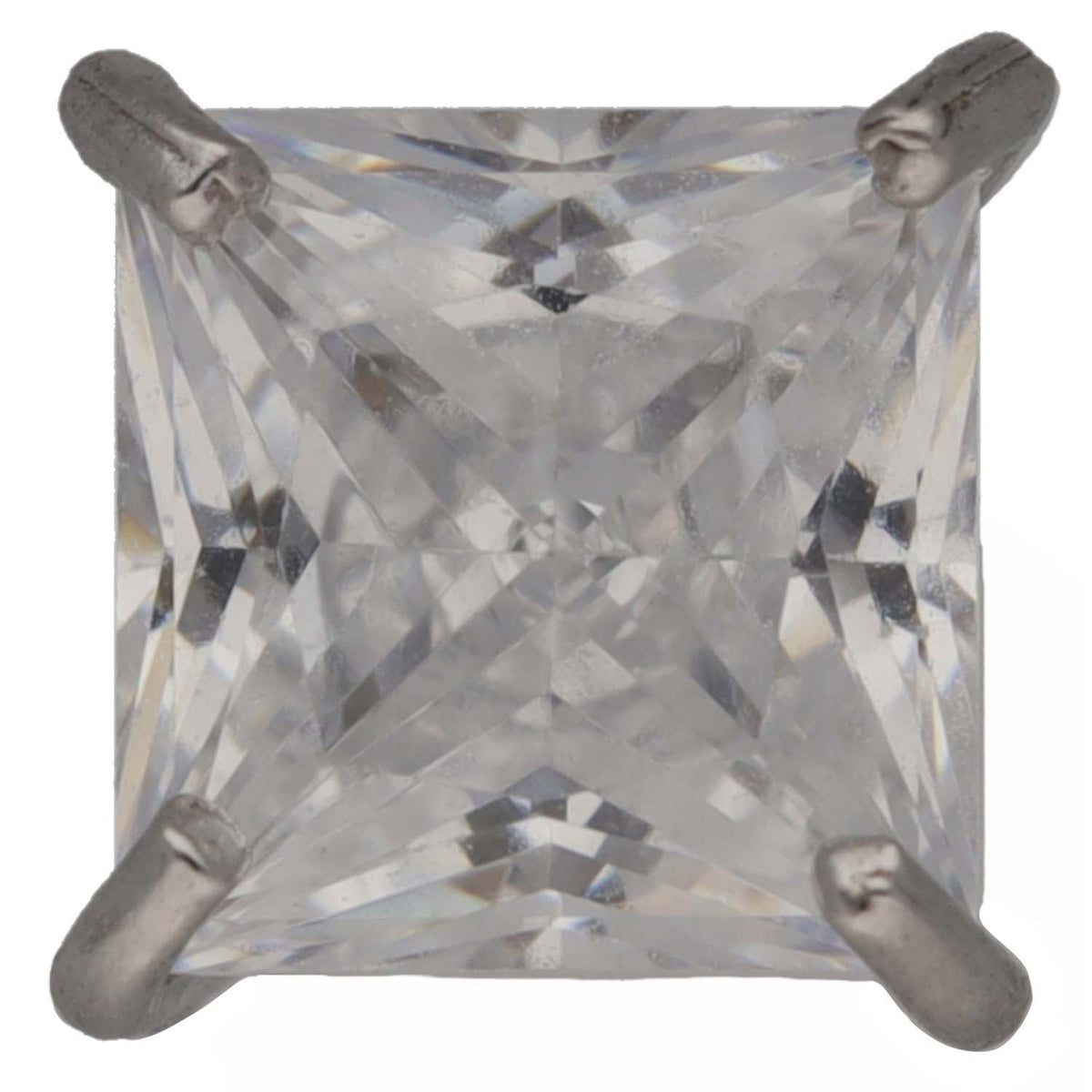 New 9ct Gold Square Cubic Zirconia Solitaire Earring