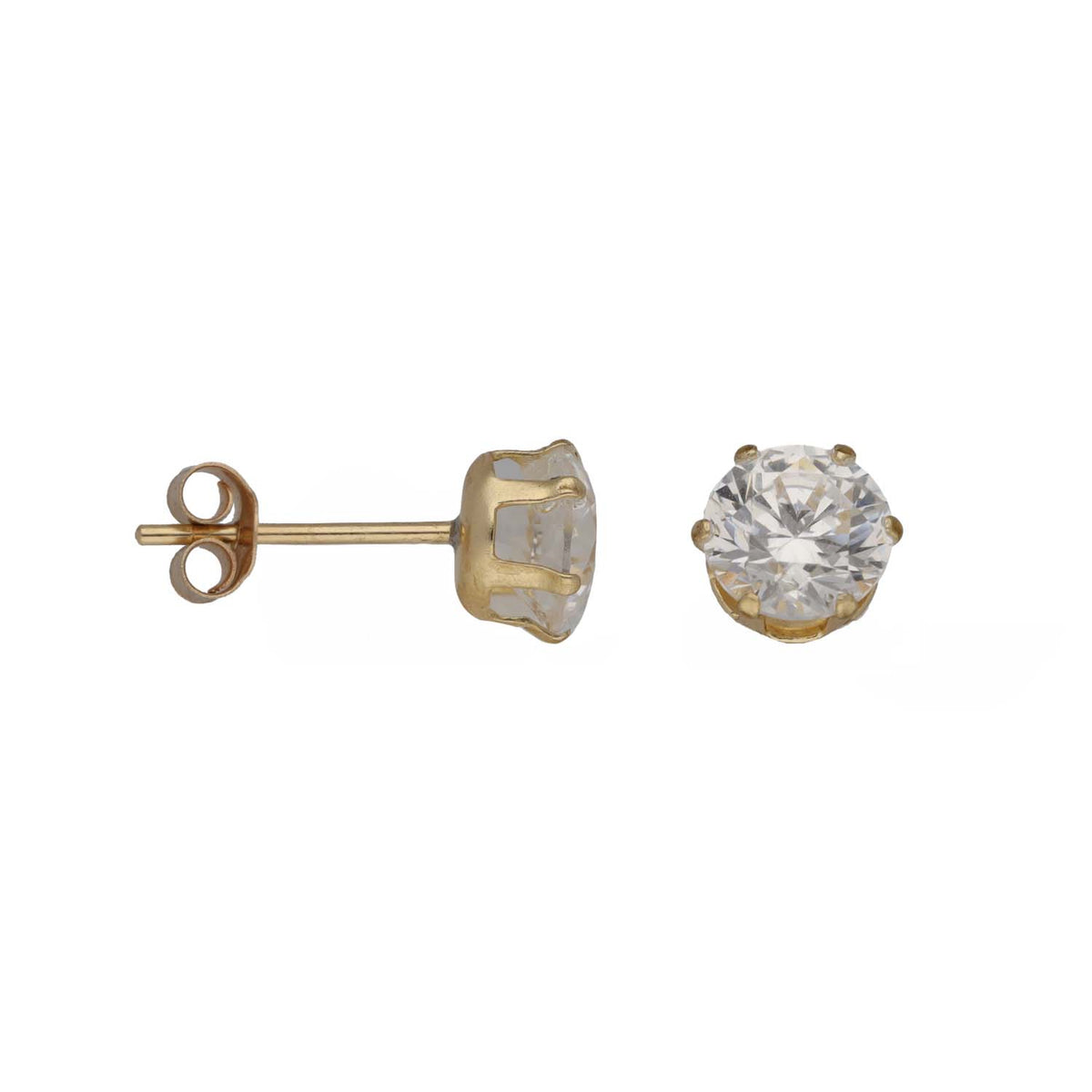 New 9ct Gold 5mm Cubic Zirconia Circle Solitaire Earrings
