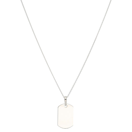 New Sterling Silver Kids Dog Tag Pendant With Chain 16"