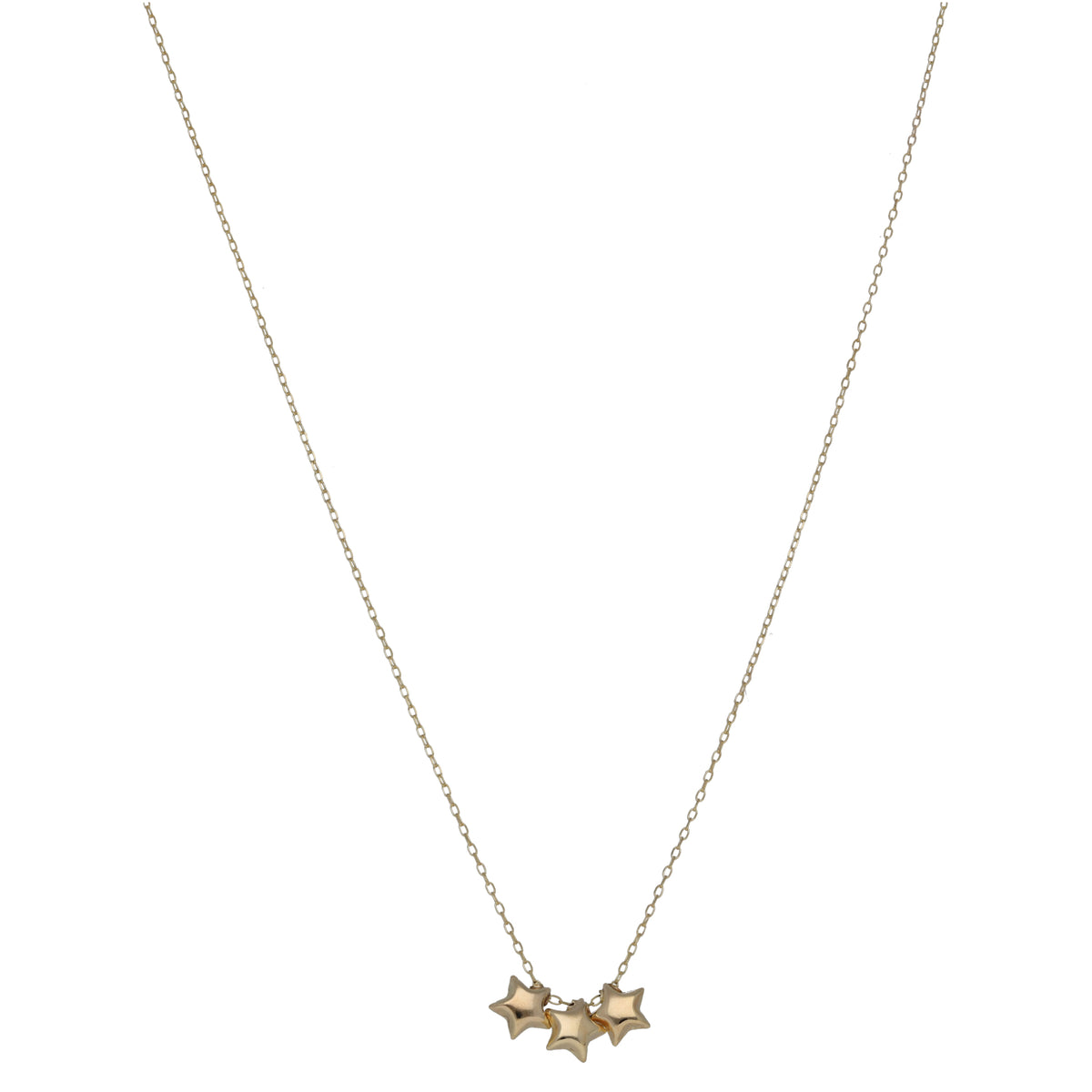 New 9ct Gold Star Trio Necklace 18"