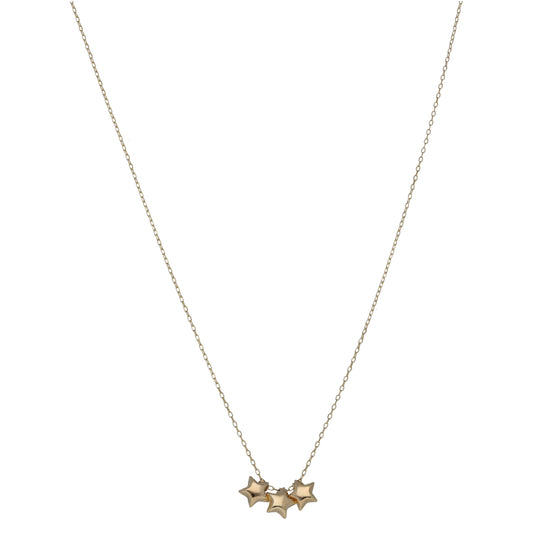 New 9ct Gold Star Trio Necklace 18"