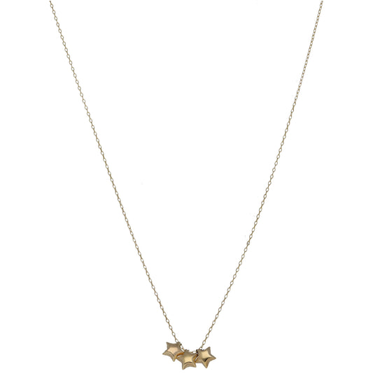 New 9ct Gold Star Trio Necklace 18"