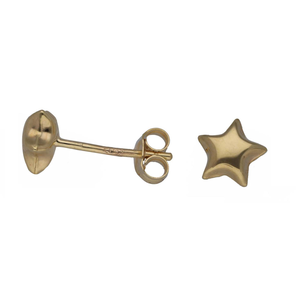 New 9ct Gold 6mm Puffed Star Stud Earrings