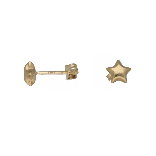 New 9ct Gold 6mm Puffed Star Stud Earrings
