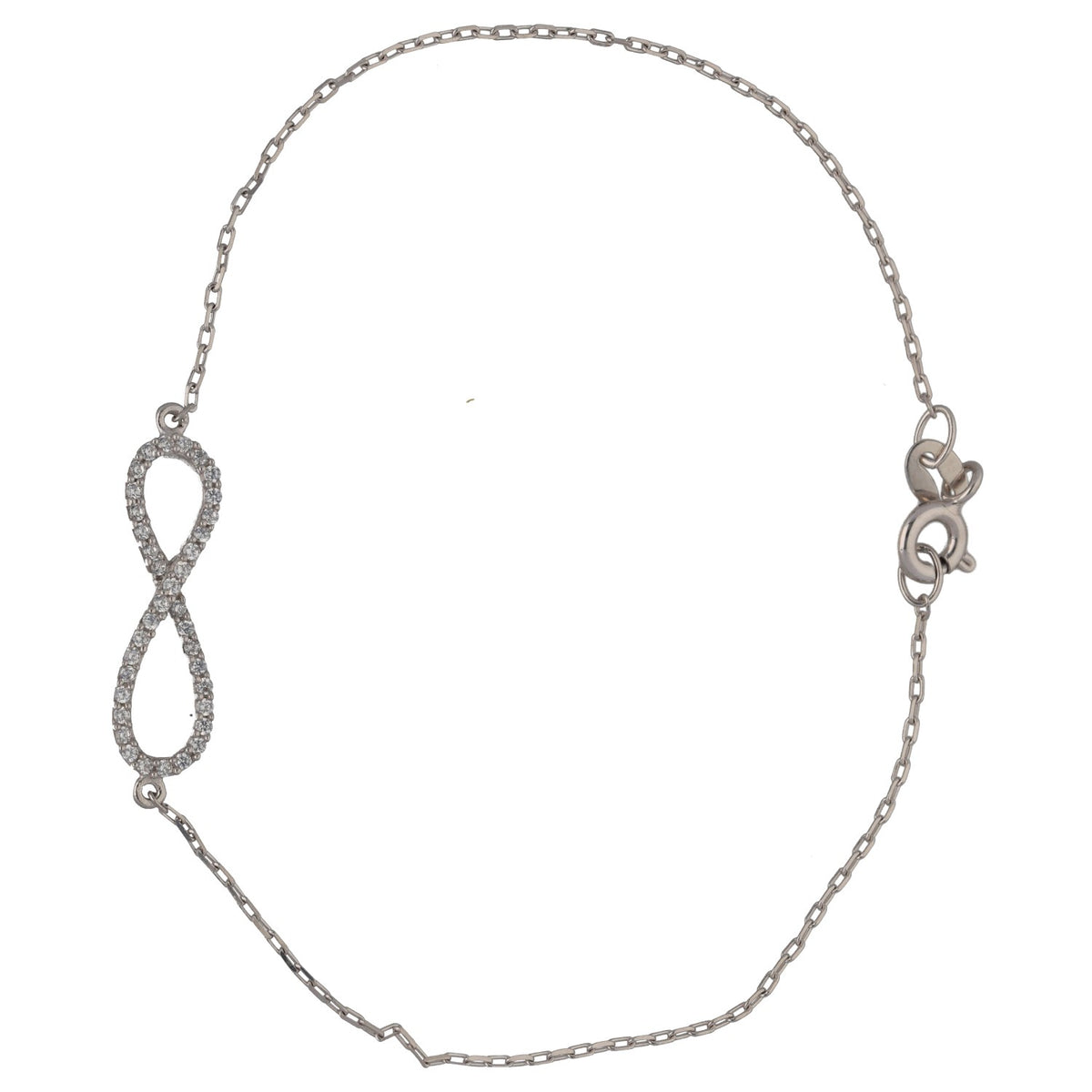 New Sterling Silver Half Cubic Zirconia Infinity Bracelet