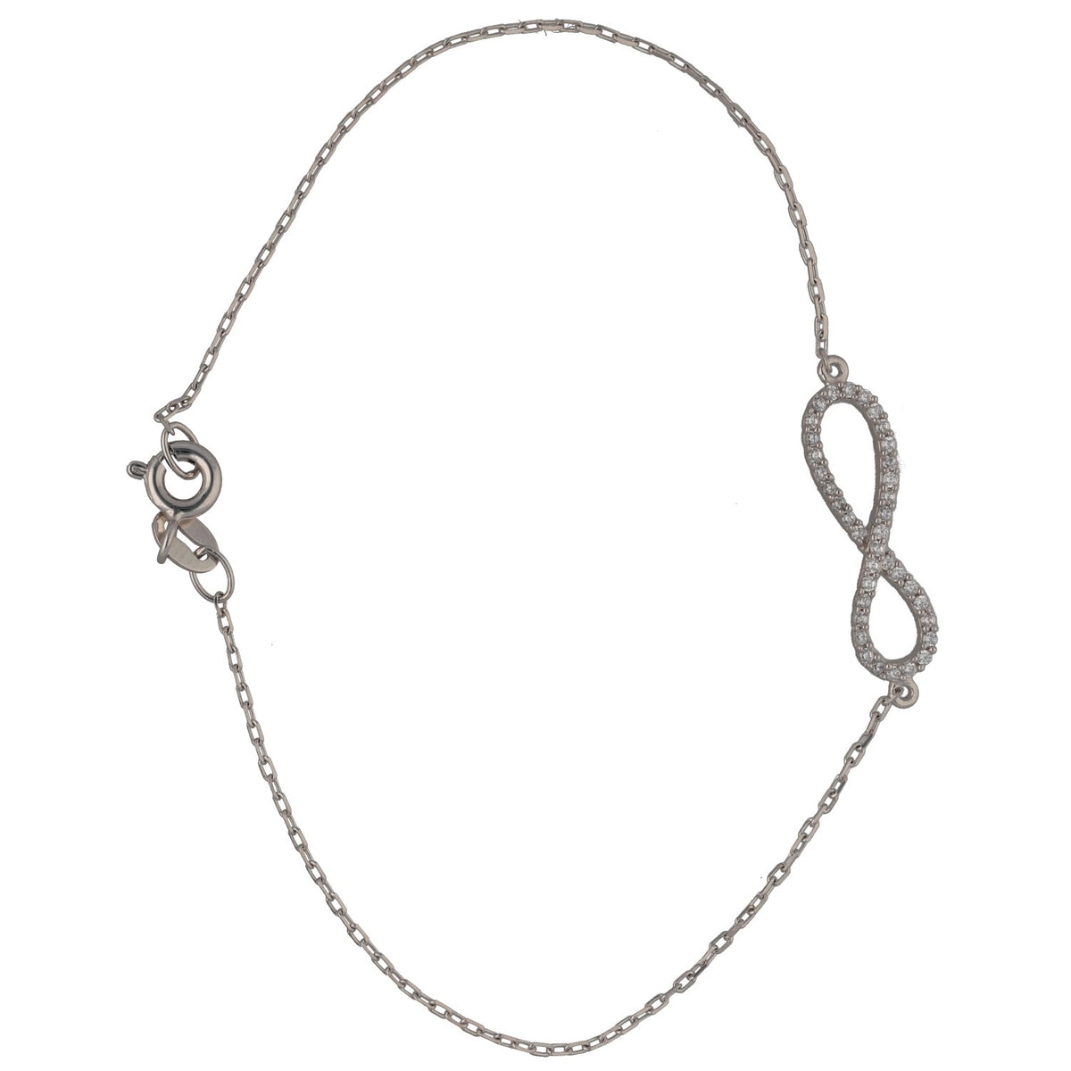 New Sterling Silver Half Cubic Zirconia Infinity Bracelet