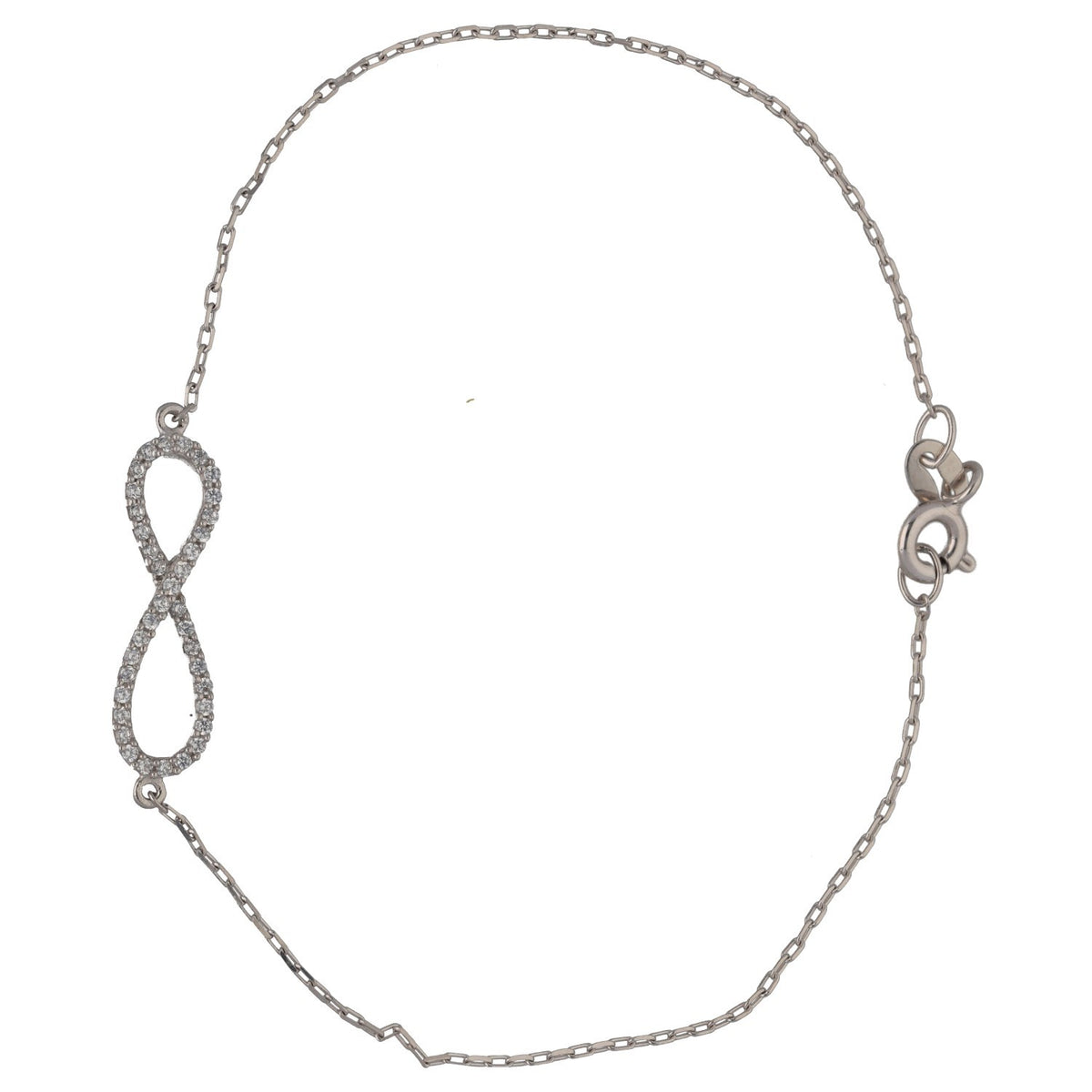 New Sterling Silver Half Cubic Zirconia Infinity Bracelet