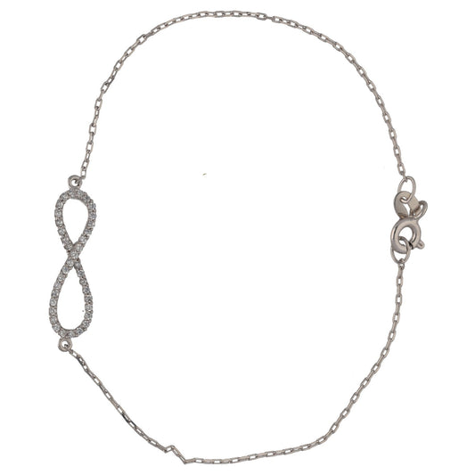 New Sterling Silver Half Cubic Zirconia Infinity Bracelet