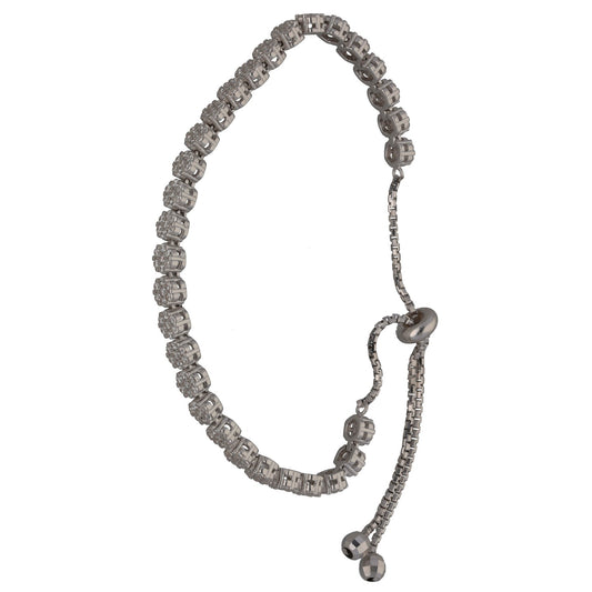 New Sterling Silver Cubic Zirconia 6 Point Adjustable Bracelet
