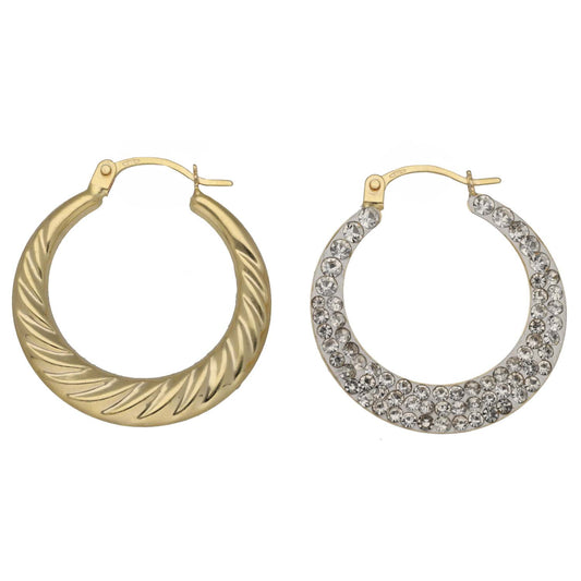 New 9ct Gold 22mm Crystal Hoop Earrings