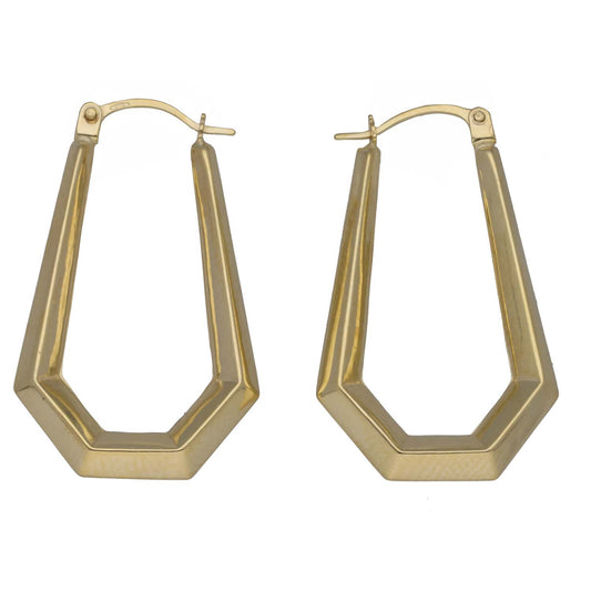 New 9ct Gold 28mm Pentagonal Creole Earrings