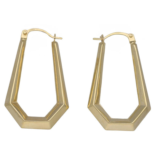New 9ct Gold 28mm Pentagonal Creole Earrings