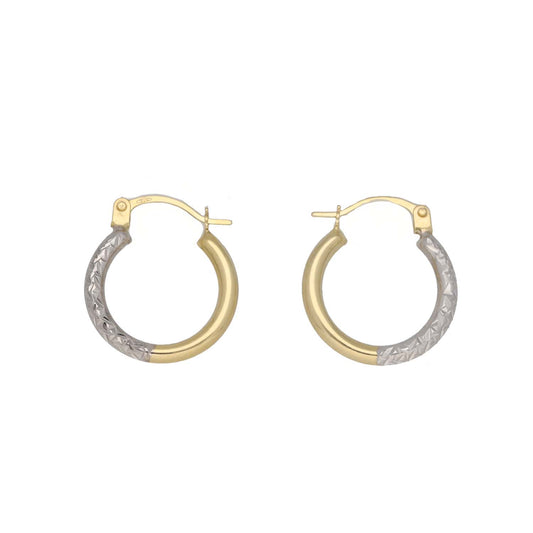 New 9ct Bi-Colour Gold 17mm Hoop Earrings