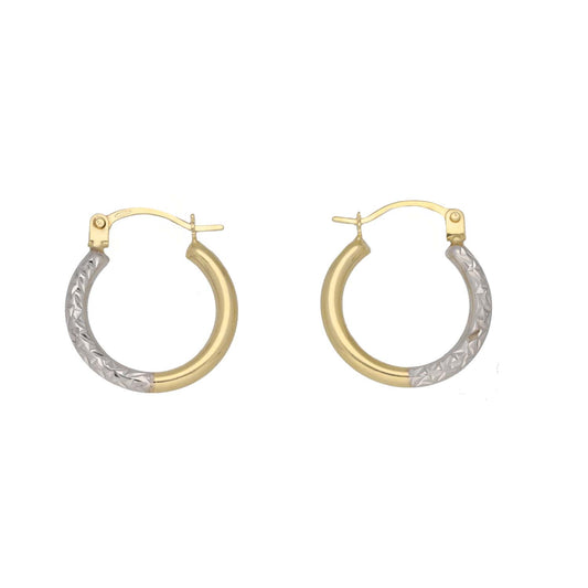 New 9ct Bi-Colour Gold 17mm Hoop Earrings