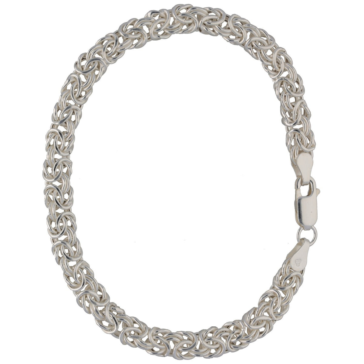 New Sterling Silver 5mm Flat Byzantine Bracelet