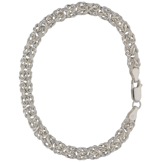 New Sterling Silver 5mm Flat Byzantine Bracelet
