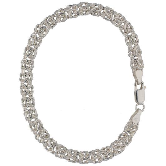 New Sterling Silver 5mm Flat Byzantine Bracelet