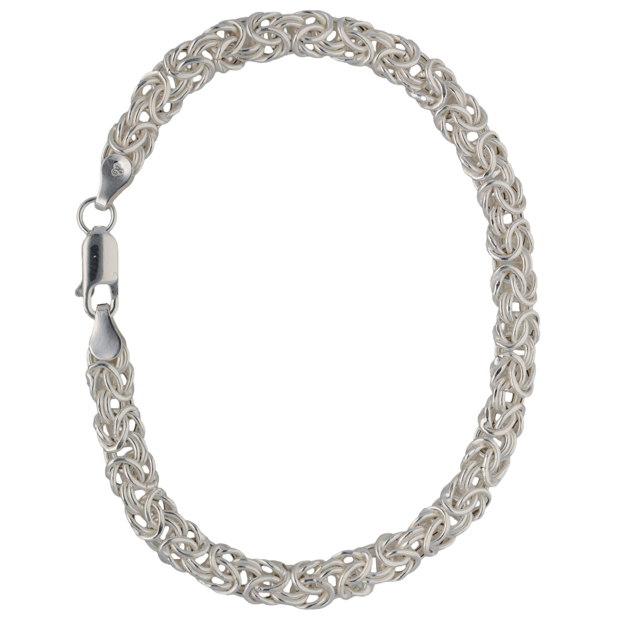 New Sterling Silver 5mm Flat Byzantine Bracelet