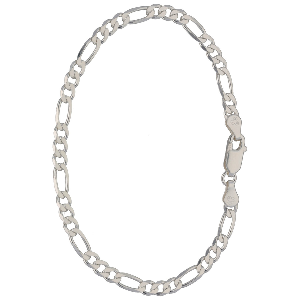 New Sterling Silver 3.5mm Figaro Bracelet