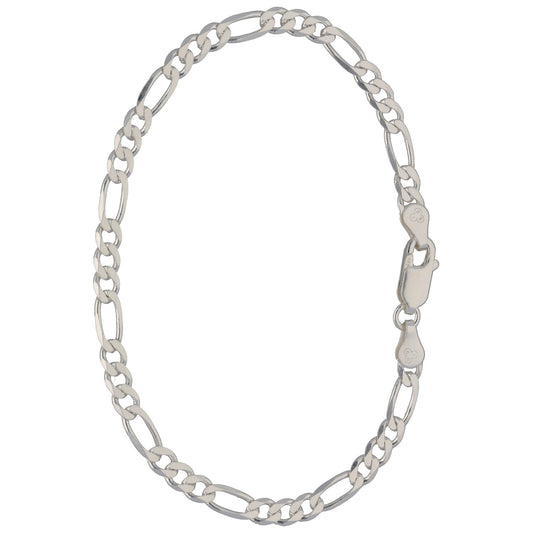New Sterling Silver 3.5mm Figaro Bracelet