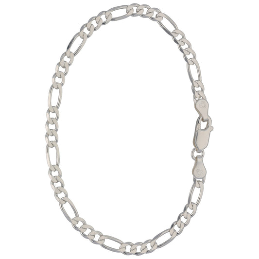 New Sterling Silver 3.5mm Figaro Bracelet