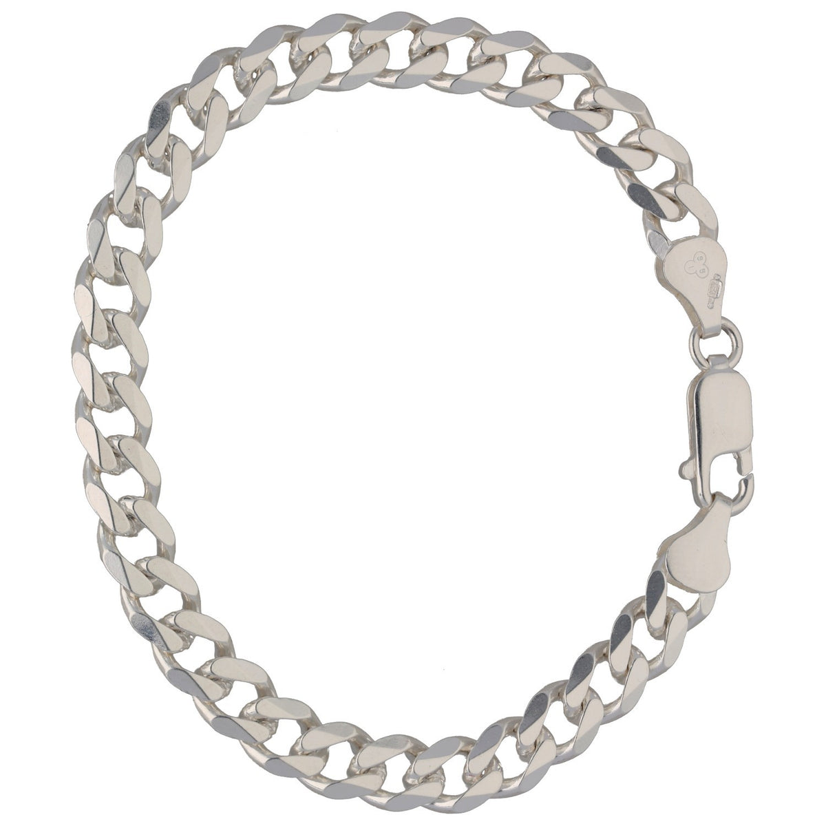 New Sterling Silver Flat Squared Curb Bracelet