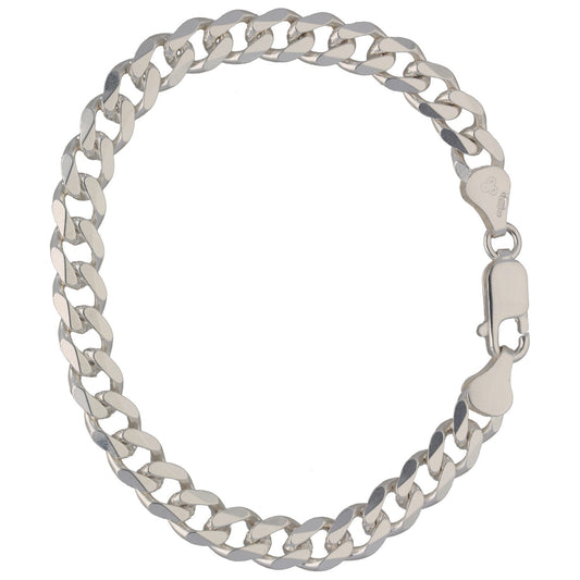 New Sterling Silver Flat Squared Curb Bracelet