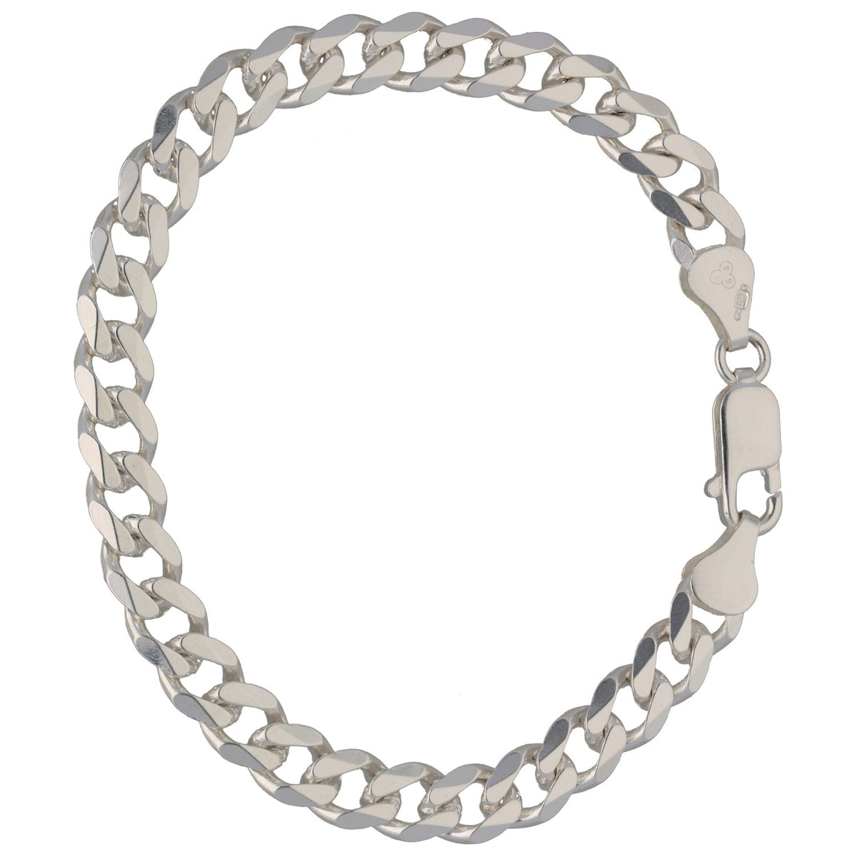 New Sterling Silver Flat Squared Curb Bracelet