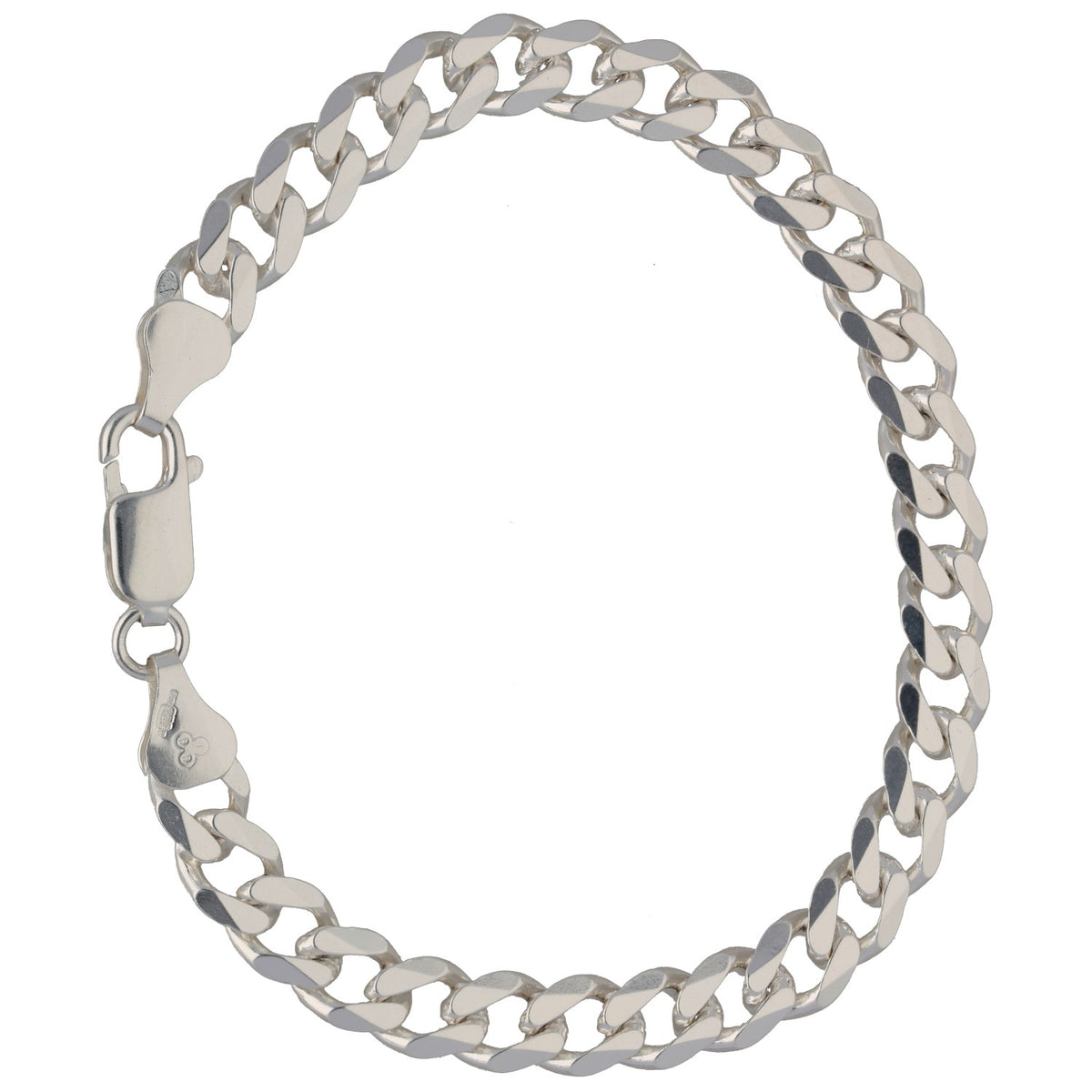 New Sterling Silver Flat Squared Curb Bracelet