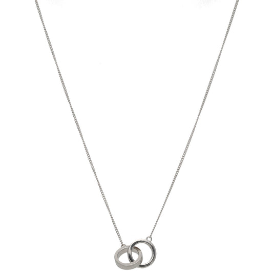 New Sterling Silver Cubic Zirconia Linked Ring Necklace 18"