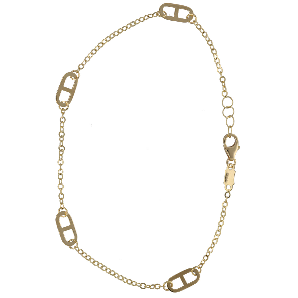 New 9ct Gold 4 Station Rambo Belcher Bracelet