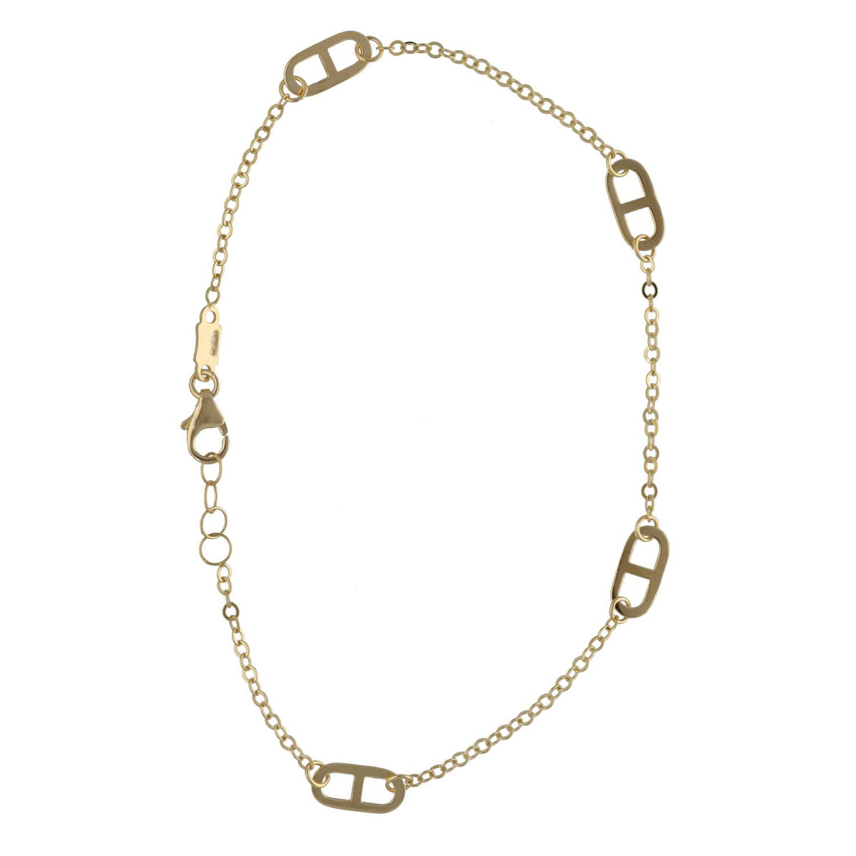New 9ct Gold 4 Station Rambo Belcher Bracelet