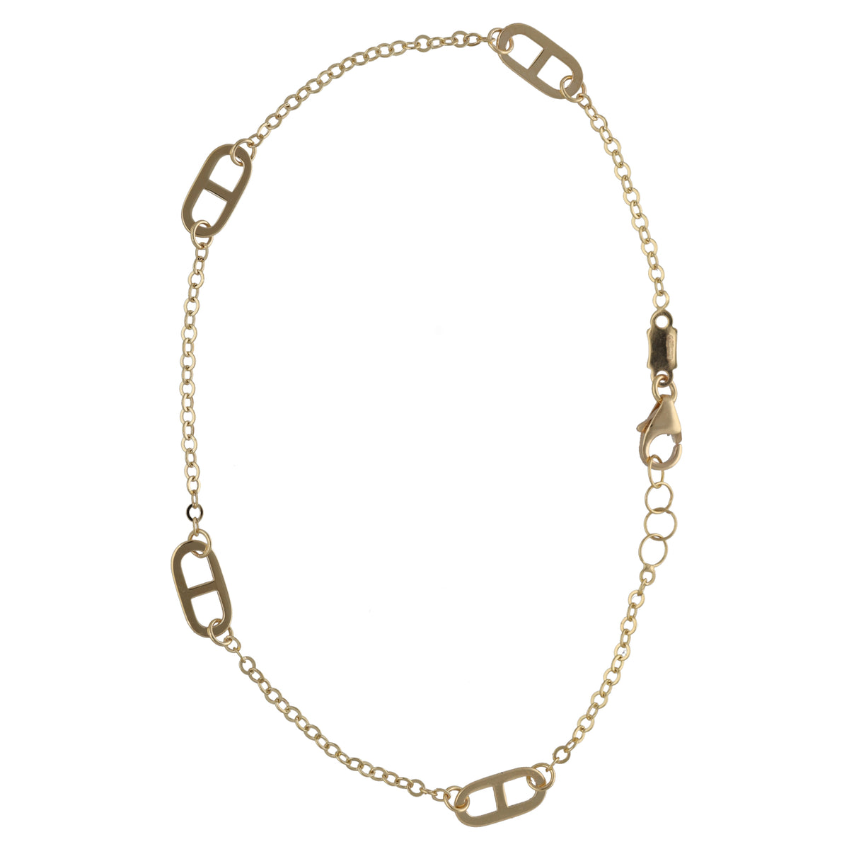 New 9ct Gold 4 Station Rambo Belcher Bracelet
