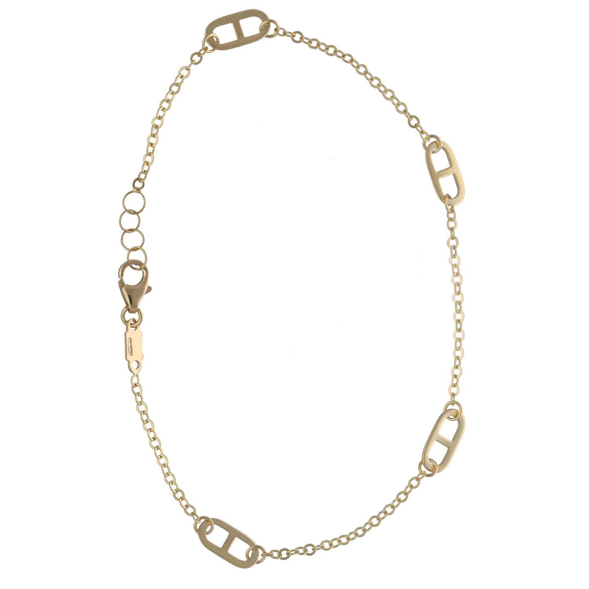 New 9ct Gold 4 Station Rambo Belcher Bracelet