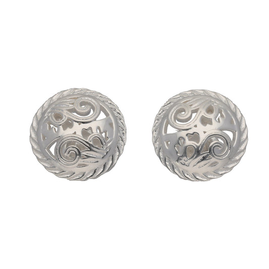 New Sterling Silver 12mm Floral Stud Earrings