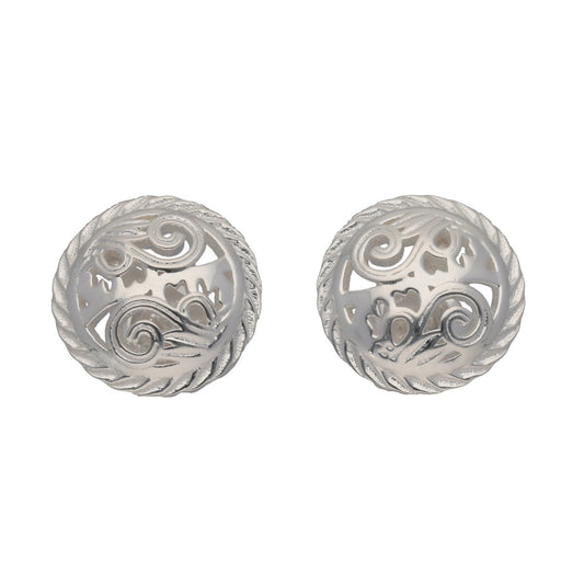 New Sterling Silver 12mm Floral Stud Earrings