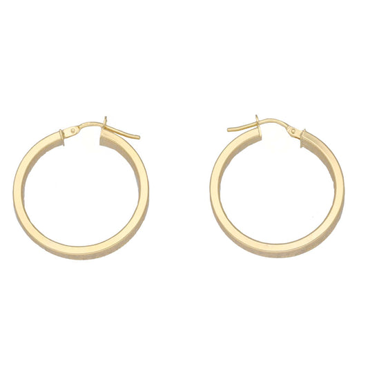 New 9ct Gold 20mm Greek Key Hoop Earrings