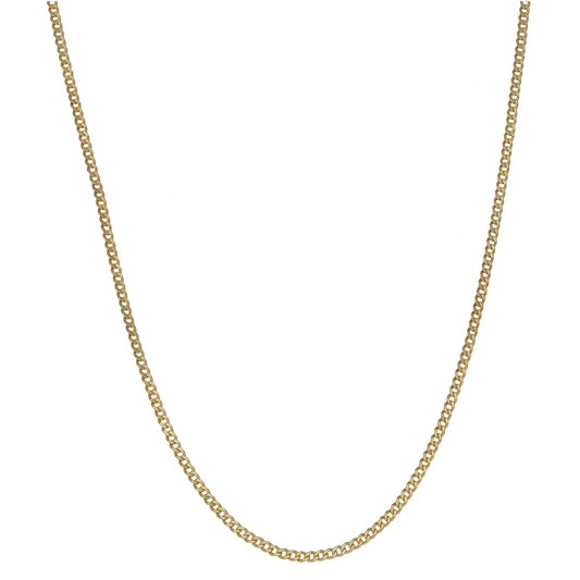 New 9ct Gold 1.7mm Flat Curb Chain 18"