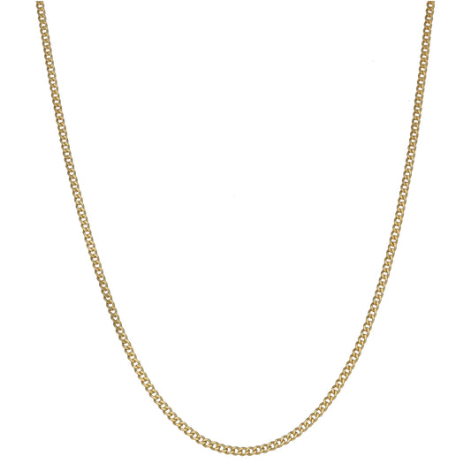 New 9ct Gold 1.7mm Flat Curb Chain 18"