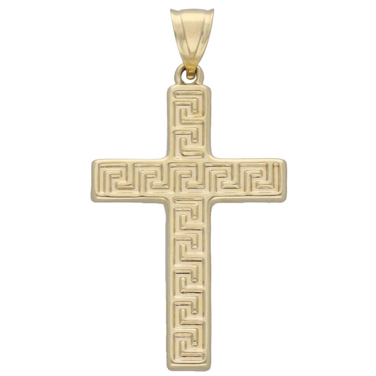 New 9ct Gold Greek Key Cross Pendant