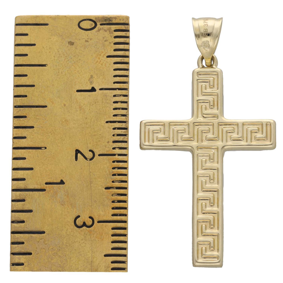 New 9ct Gold Greek Key Cross Pendant