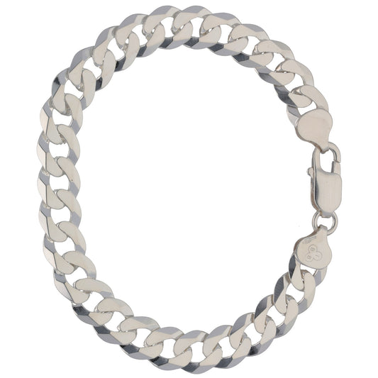 New Sterling Silver 9mm Flat Curb Bracelet